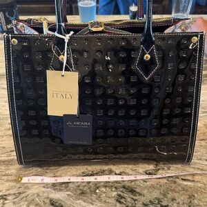 Elegant Black Patent Leather Tote Bag